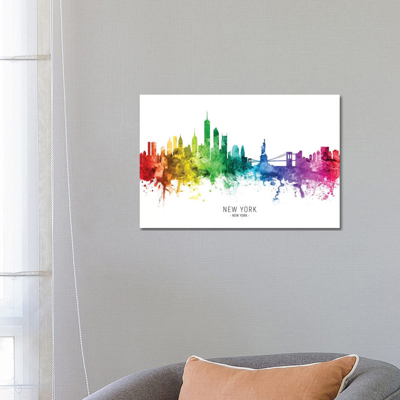 New York Skyline Rainbow by Michael Tompsett - Print on Canvas, Wrapped Canvas, 66.04 cm H x 45.72 cm W x 1.91 cm D