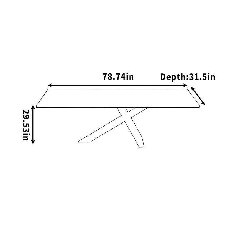 Pieds noirs simples de forme rectangulaire, H 29,53 po x l 78,74 po x P 31,5 po