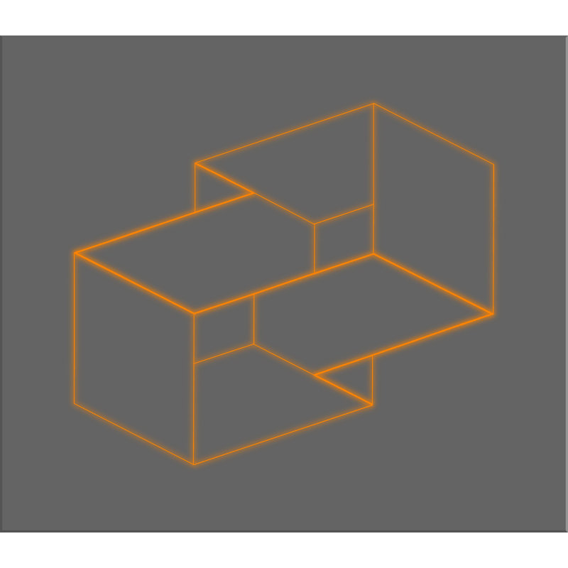 Box Geometric Orange - Gray Print