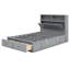 Grand lit plateforme avec rangement hydraulique, tête de lit à DEL et 2 tiroirs de chargement, compartiment en bois gris, tête de lit, possibilité-1788020111-1788020108