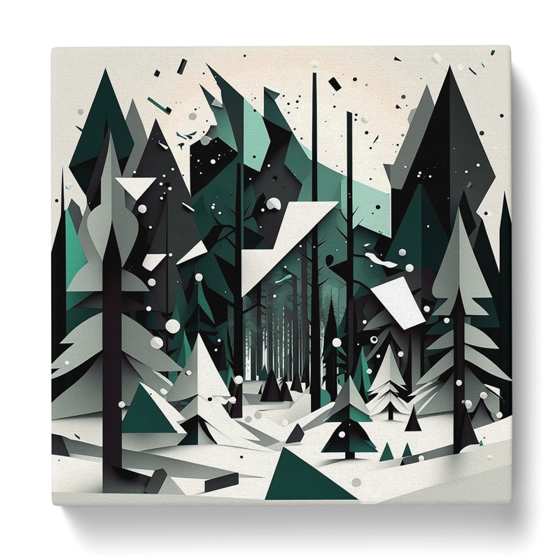 Winter Forest Suprematism No.2 - Wrapped Canvas - Framed Print
