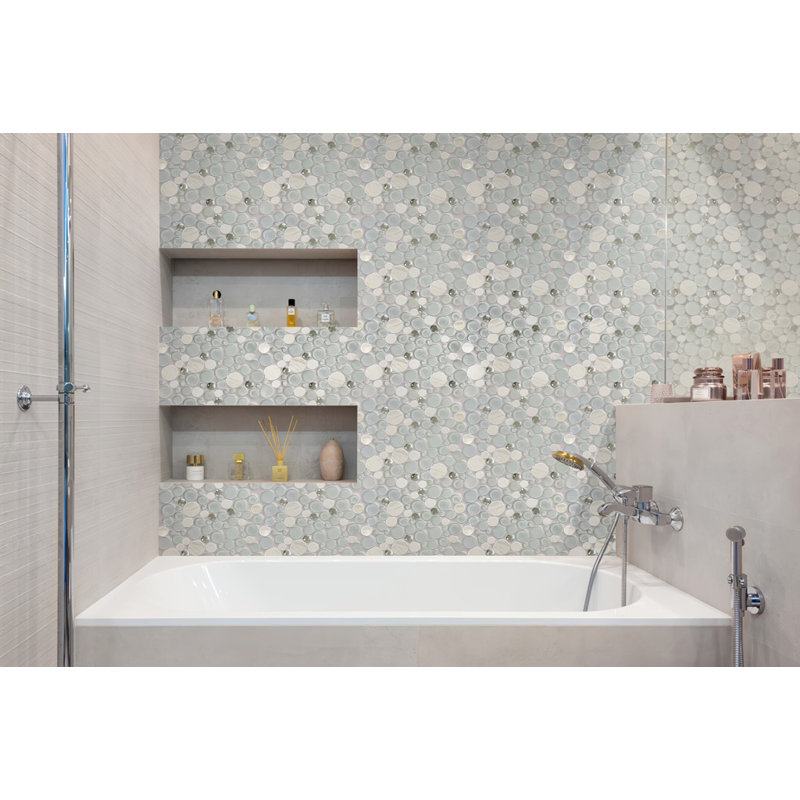 11.6"X11.6" Sparkly Glass And Stone Mosaic Tile