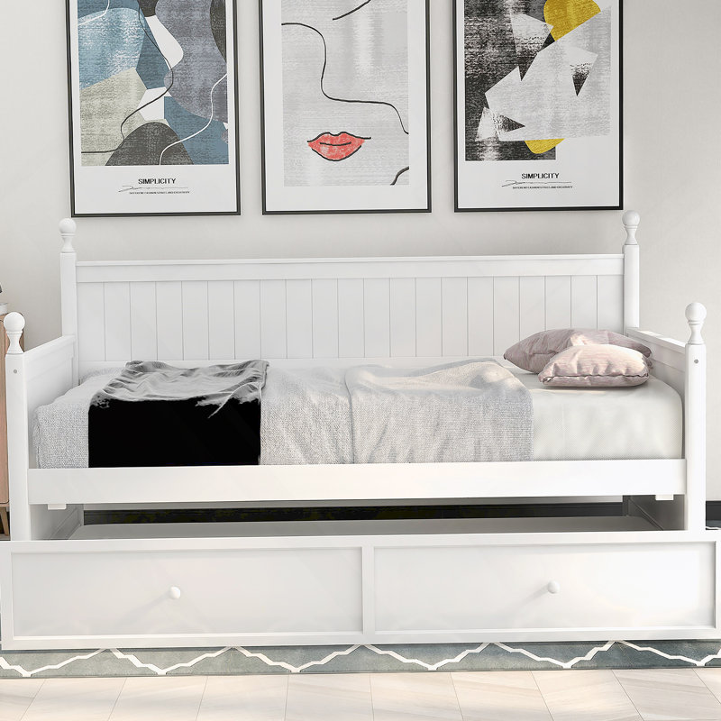 Lit de jour en bois avec lit gigogne simple