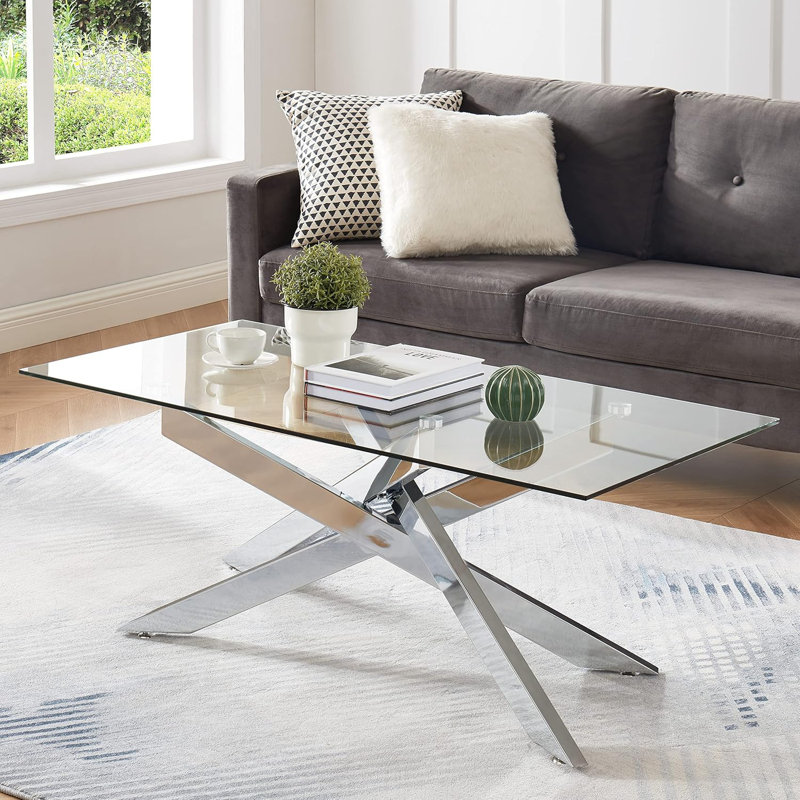Shivaan Single Coffee Table, 18.11" H x 47.2" W x 23.62" D, Silver
