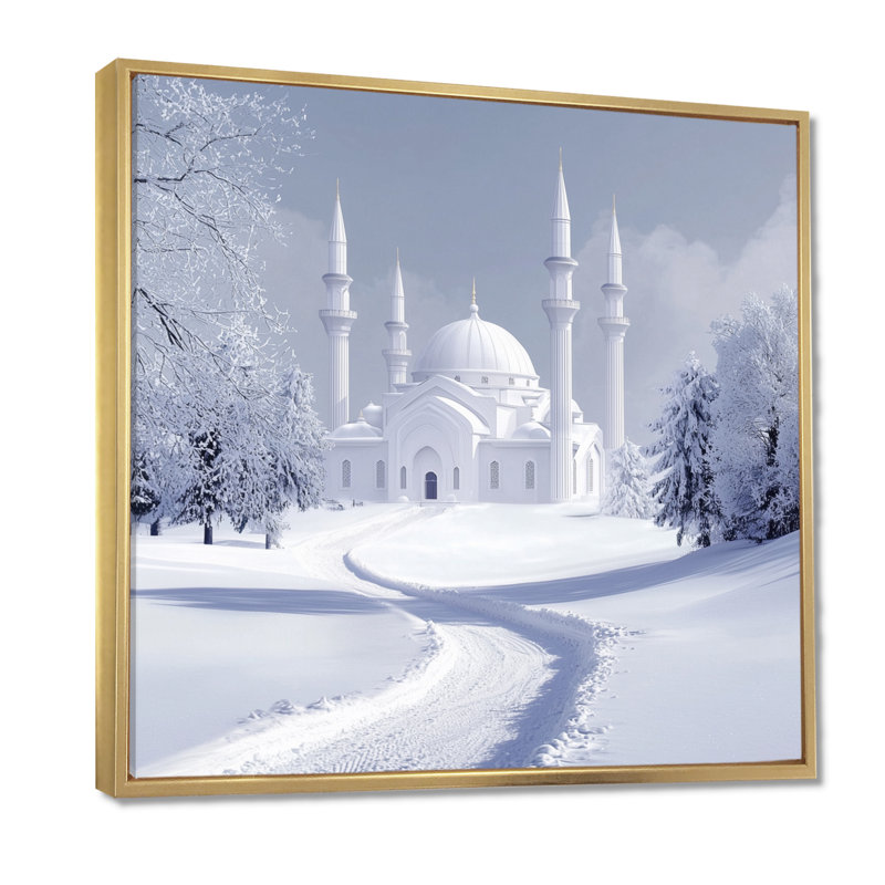 Mosquée dans la neige, Bursa, Turquie, impression d'art mural paysage, H 16 po x l 16 po, Doré