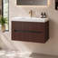 Meuble-lavabo simple, mural et suspendu, préassemblé, avec lavabo intégré en acrylique, brun foncé-1076995326