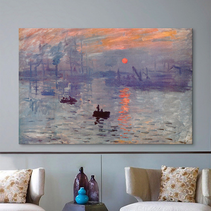 « lever l’impression » par claude monet, reproduction d’art sur toile tendue, H 40 po x l 60 po x P 1,5 po