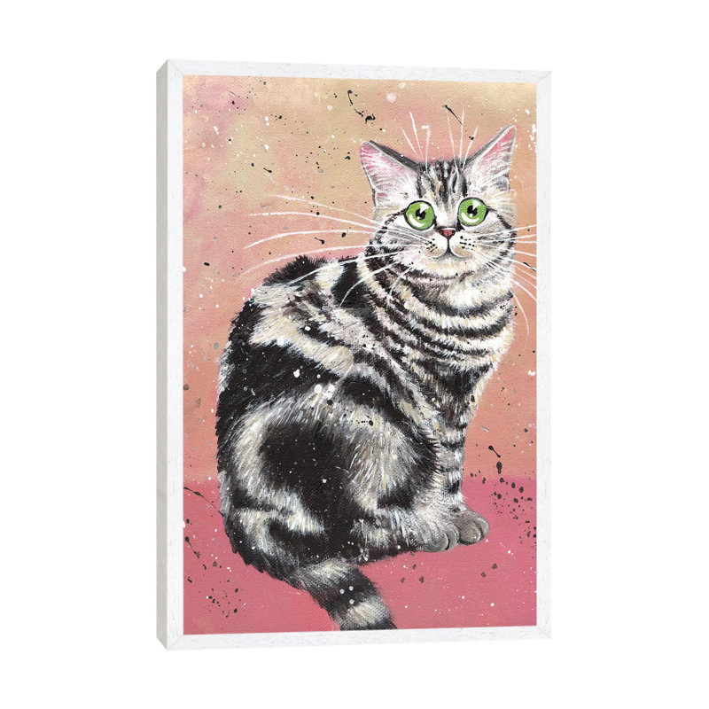 Elvis Cat by Kim Haskins - Print on Canvas, 101.6 cm H x 66.04 cm W, White Framed