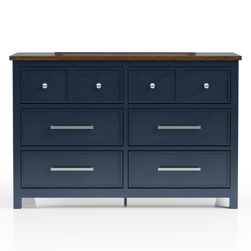 Commode 6 tiroirs Lonegan, Bleu; brun