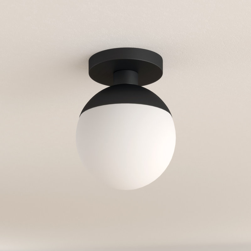 Plafonnier semi-encastré 1 lumière Yearby, H 14,5 po x l 12 po x P 12 po, Noir, Transparent