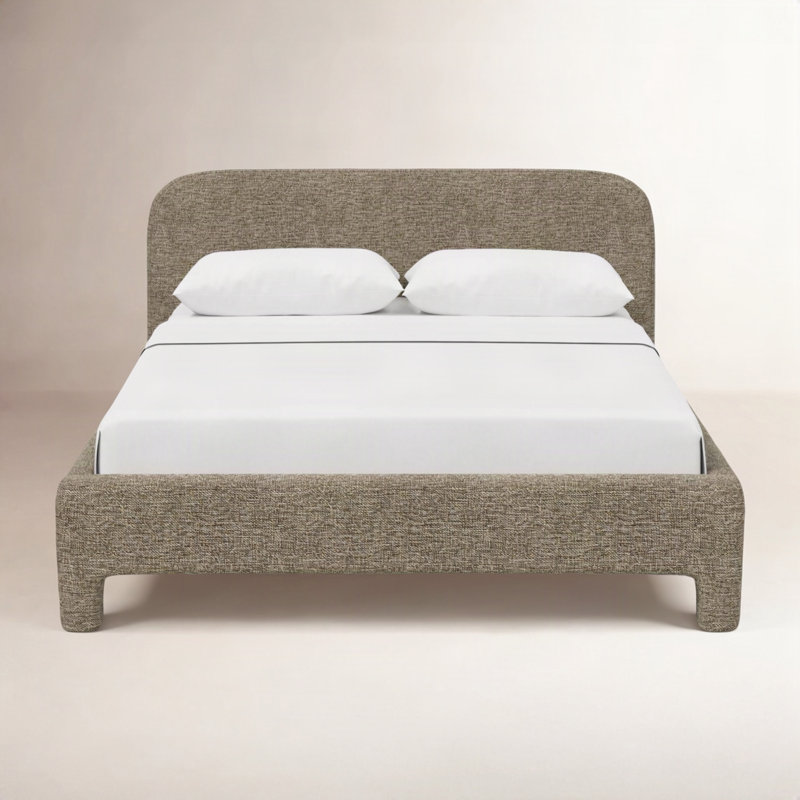 Emmie Platform Bed In Solaz Denim, Twin, Milsap Granite Sustain® Tweed