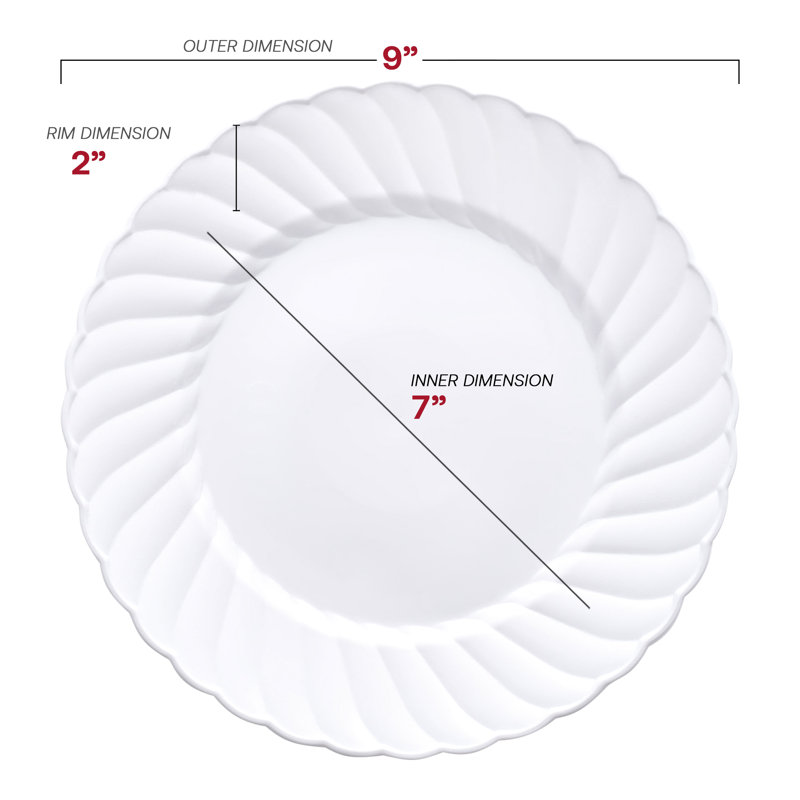 White Flair Plastic Buffet Plates (9")