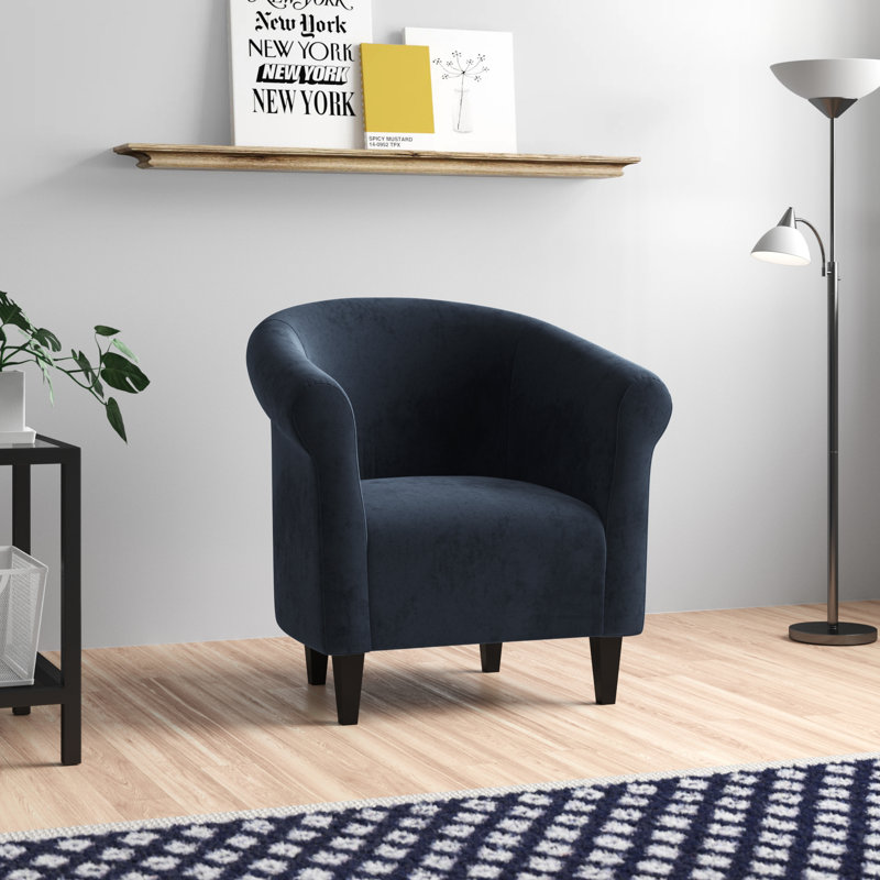 Fauteuil demi-tonneau l 32 po Liam, Microfibre / microsuède noire