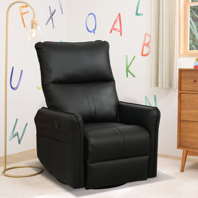 Bucklebury 27.56"W Faux Leather Manual Recliner, 360° Swivel, 30°Rocker