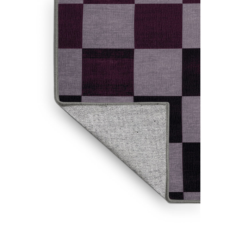 Machine Washable Checkered Pink Area Rug, Round 7'