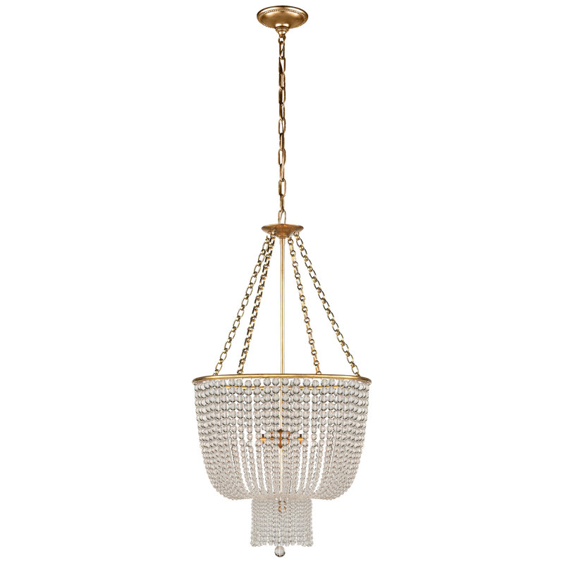 AERIN Jacqueline Chandelier, Clear, Hand-Rubbed Antique Brass