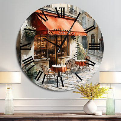 Horloge murale ronde en métal Parisian Café des années 1920