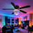 52" Crystal Flush Mount Ceiling Fan With Led Lights And Remote Control