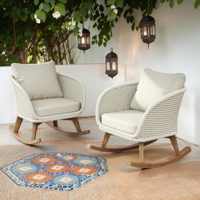 [Ensemble de 2] Chaise berçante moderne en osier - Conception rembourrée moelleuse avec un mouvement de glissement en douceur?