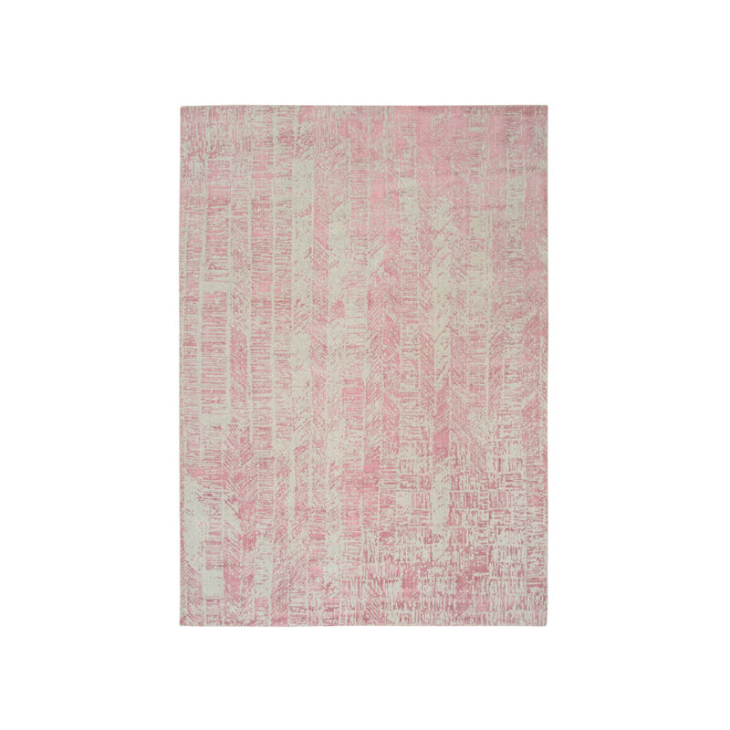 Tapis en laine et soie tissés à la main 9 pi x 11 pi 10 po jacquard rose C6381FD06B3742F38929B36A96B44CE5