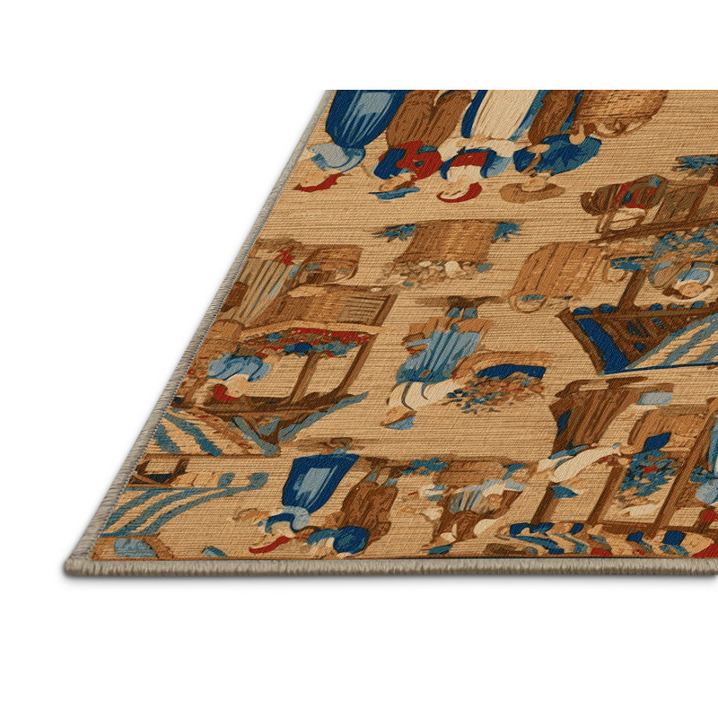 Tapis brun français lavable à la machine, Carré 5 pi