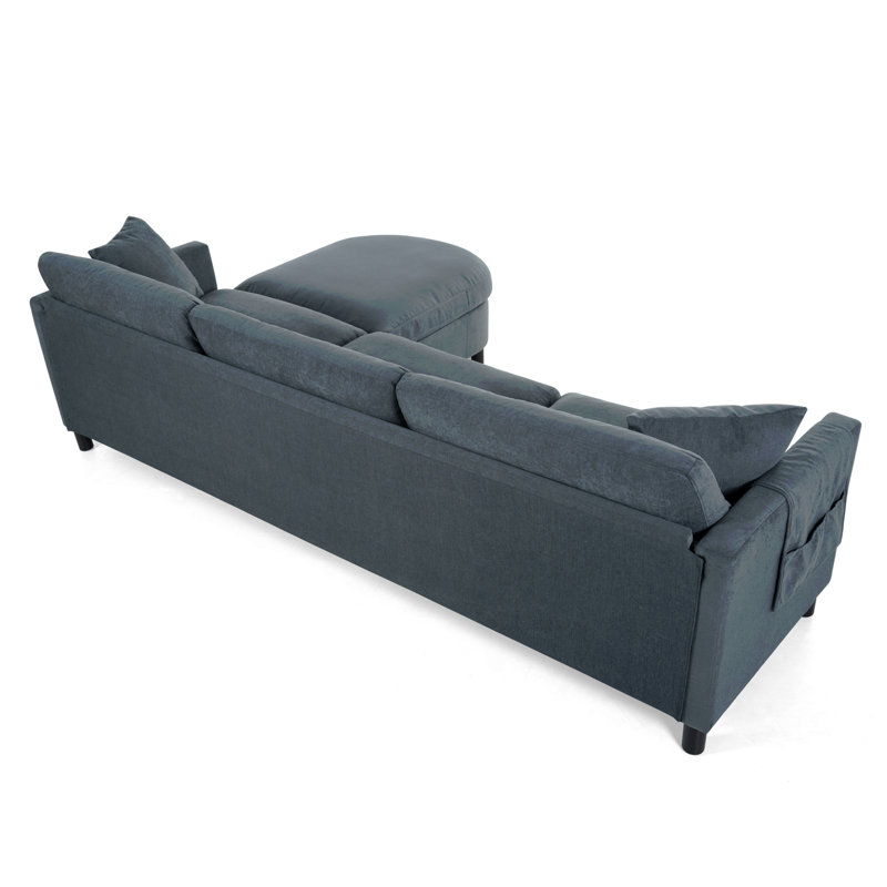 Canapé modulaire 107,87 pi avec 1 repose-pieds, coussin de siège et dossier amovible, Polyester gris