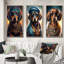«Dachshund Gangster In NYC», 3 pièces sur toile-187021130-187021129