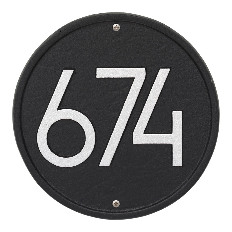 Plaque d'adresse murale 1 ligne personnalisée, Noir / argent, Oui