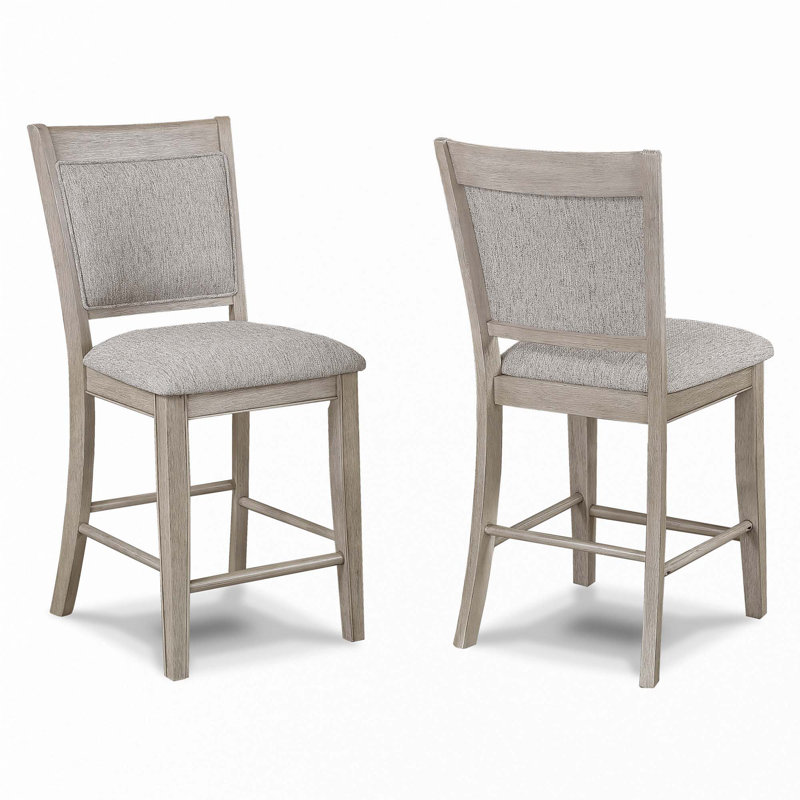 Tabouret de bar 2 pièces Farmhouse Style, Beige gris, Beige