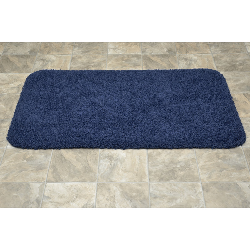 Treye Nylon Bath Rug with Non-Slip Backing, Rectangle 30" x 50", Navy