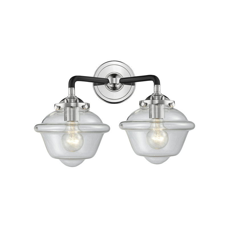 Éclairage pour salle de bain 2 lumières Baptiste, Incandescent, Transparent, Nickel poli noir