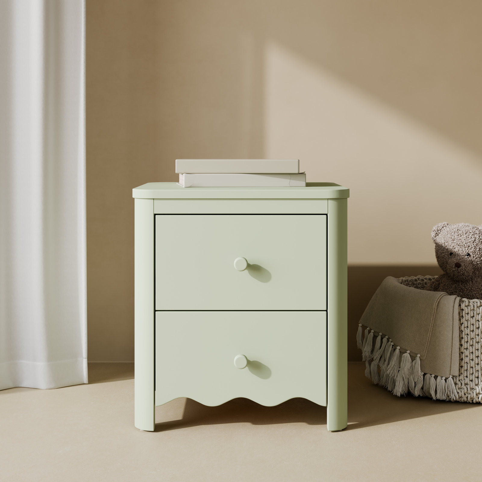 Casablanca 2 Drawer Nightstand, Sage