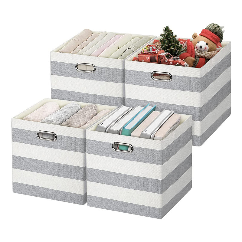 Posprica Fabric Bin, Gray, 13" x 13" x 13"