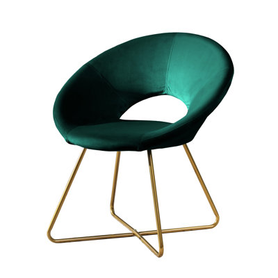 Velvet Chair With Reliable Gold Tone Metal Base - Relaxing Upholstered Chair, Shade, Gold- Base, Curved Back, Robust Sled, Floor-protecting Feature, 2