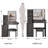 29.2" Small Size Left Bedside Cabinet Vanity Table + Cushioned Stool, 2 AC+2 USB Power Station, Hair dryer bracket, Extra Large Touch Control Sliding LED Mirror, Tri-color Switching, Brightness Adjust-112325762
