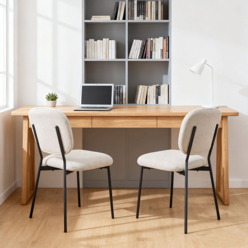 Chaise de salle à manger rembourrée moderne avec pieds en métal doré, ensemble de 2, Blanc, Noir