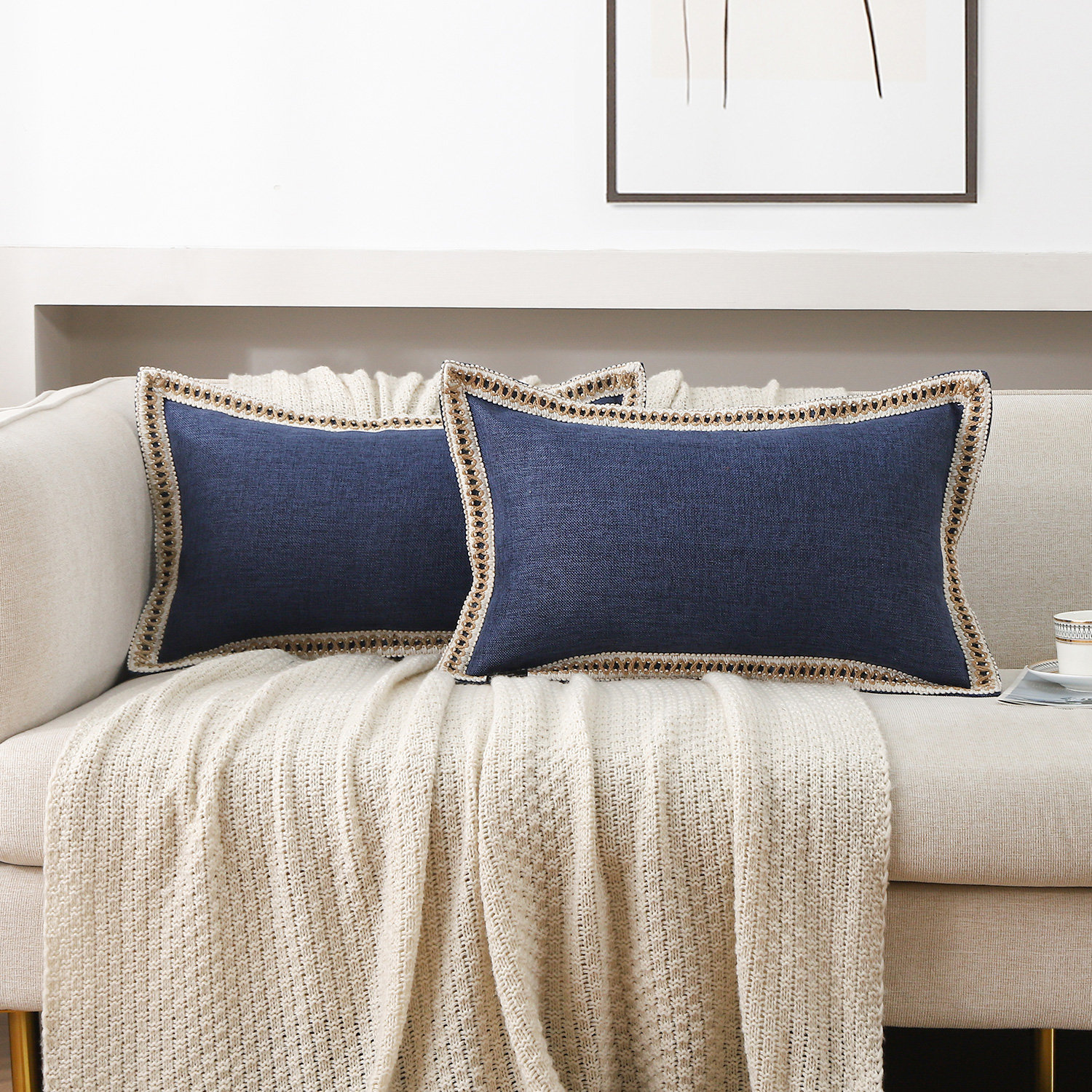 Color Pillow Cover, Navy, Rectangle 12"H x 20"W