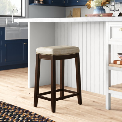 Upholstered Counter Stool with Solid Wood Frame