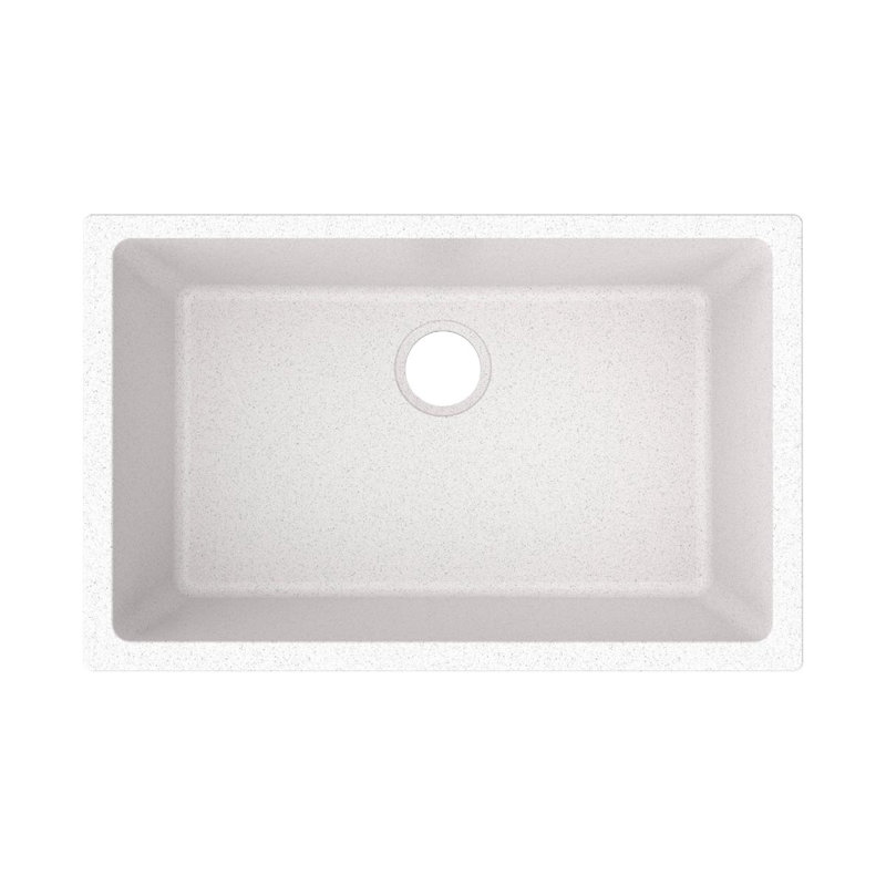 Évier encastré à simple cuve 29 1/2 po x 18 3/4 po x 9 1/2 po Quartz Classic, Blanc