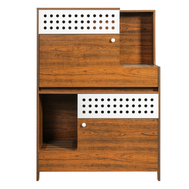 Enceinte moderne 2 en 1 pour litière pour chat, brune, compacte pour un espace limité, de haute qualité, facile à assembler, bien ventilée, mobilier polyvalent, table d'appoint brune, peu encombrante,