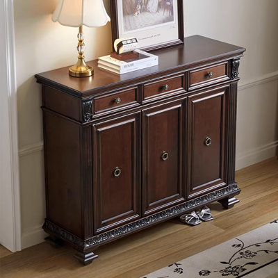 Nut-brown Solid Wood Shoe Storage Bench