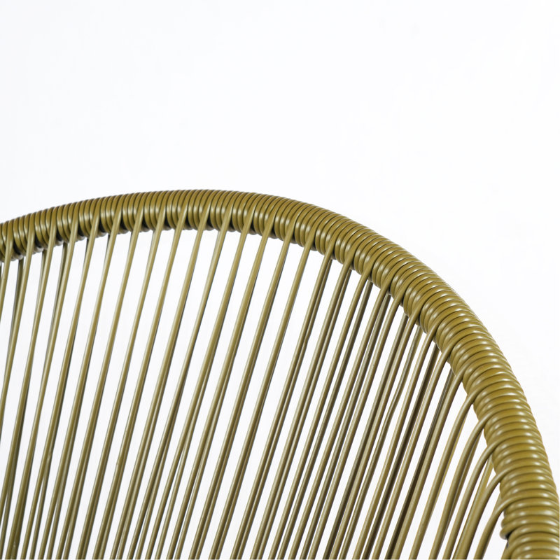 Chaise d'extérieur en osier de patio, rotin Pe blanc et structure en fer, ensemble de 2
