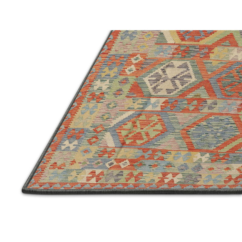 Tapis orange/vert mer contemporaine Elinna, Rectangle 5 pi x 7 pi