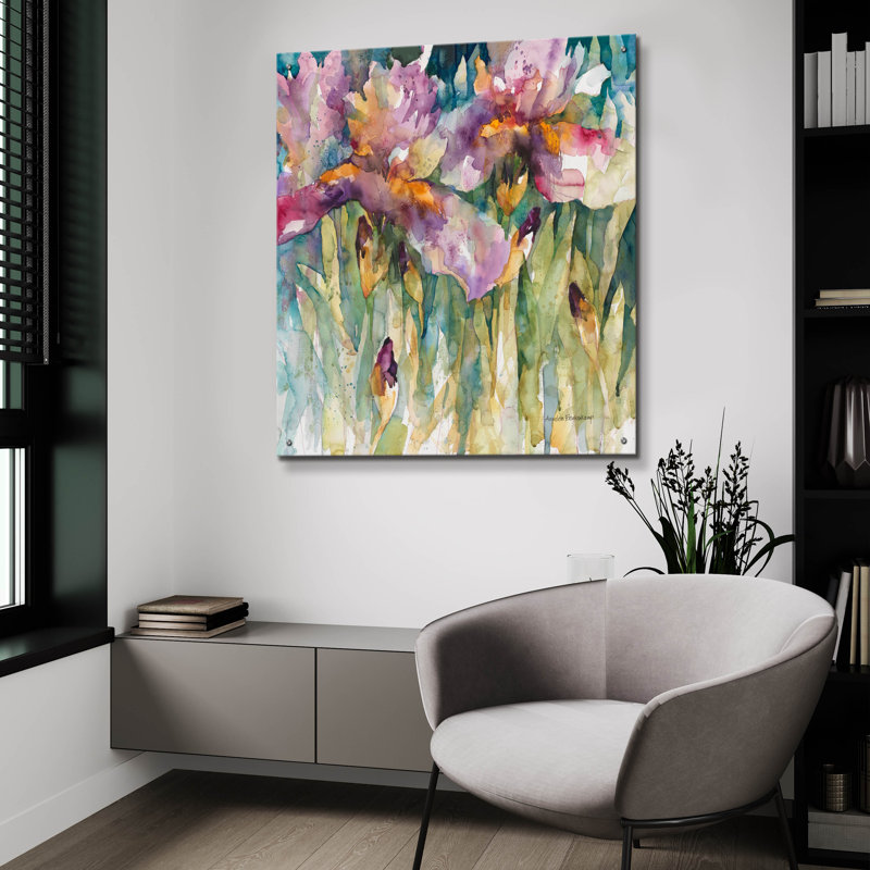 «Siberian Iris» par Annelein Beukenkamp, art mural en verre acrylique, H 36 po x l 36 po x P 0,2 po