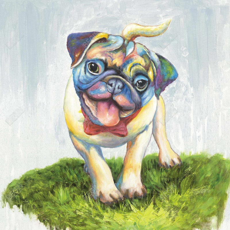 " Colorful Smiling Pug "