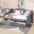 Daybed With two storage drawers And LED, Upholstered Linen Day Bed Frame With Tufted Button Backrest-909913601-909913602