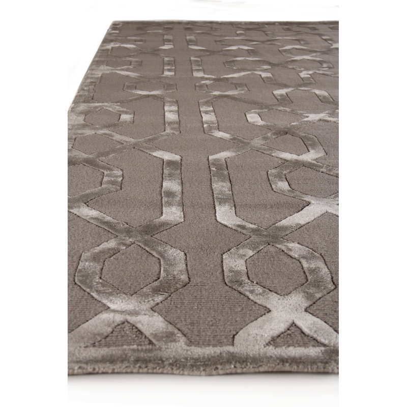 Metro-Velvet Geometric Area Rug in Taupe, Rectangle 12' x 15'