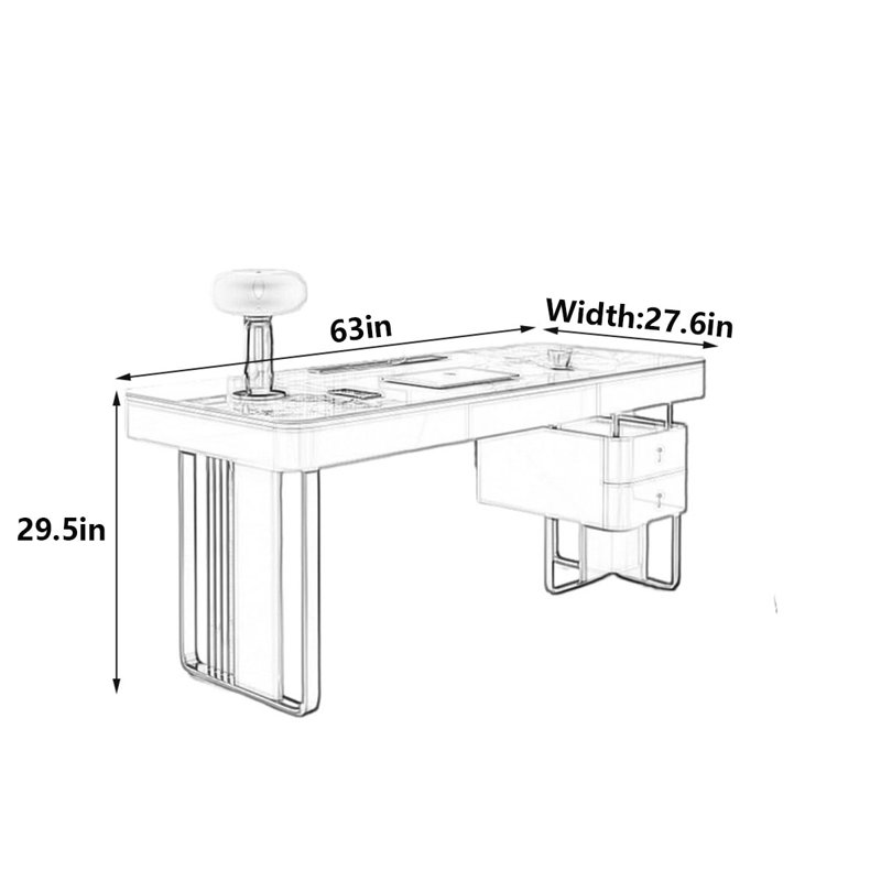 Bureau en porcelaine de luxe Modern Light, H 29,5 po x l 63 po x P 27,6 po