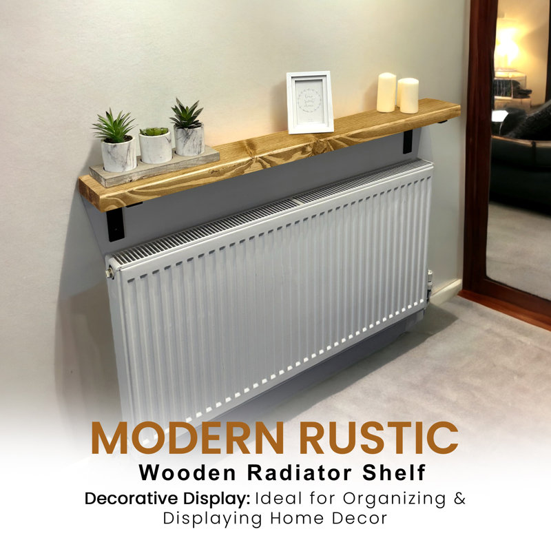 Ryesha Wood Radiator Shelf, 4.5cm H x 110cm W x 14.5cm D, Dark Oak