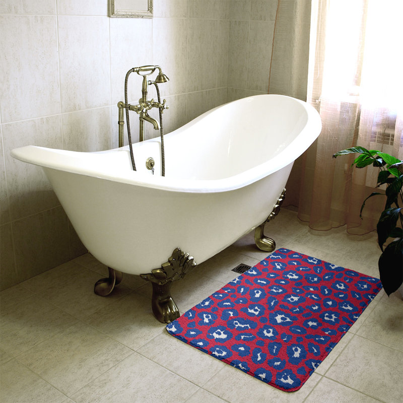 Tapis pour salle de bain Jacksonville, H 0,5 po x l 17 po x L 24 po, Rouge / blanc cassé / bleu